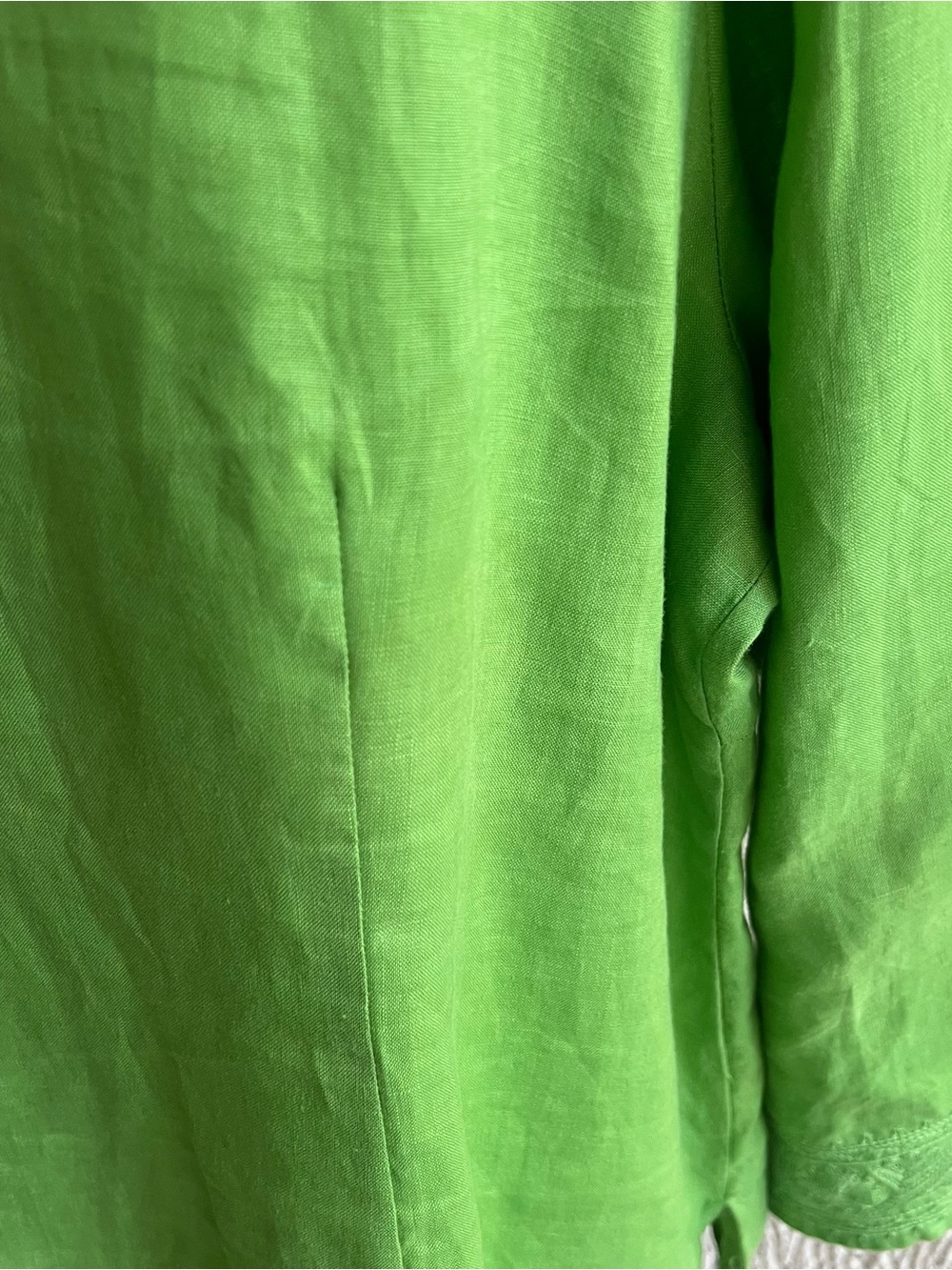 Carole Little Green Top 2X Solid Embroidered Vneck 3/4 Slv Pullover Shirt - Picture 2 of 10
